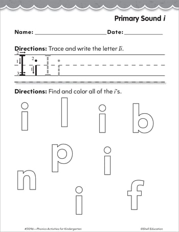 Kindergarten Foundational Phonics Skills: Primary Sound i