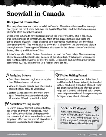 Forces of Nature Inquiry Card: Snowfall in Canada