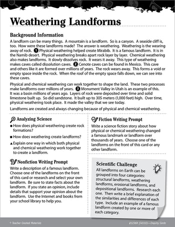 Rocks and Minerals Inquiry Card--Weathering Landforms