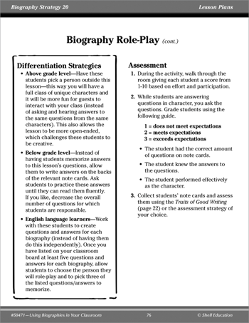 Biography Strategy Lesson: Biography Role-Play
