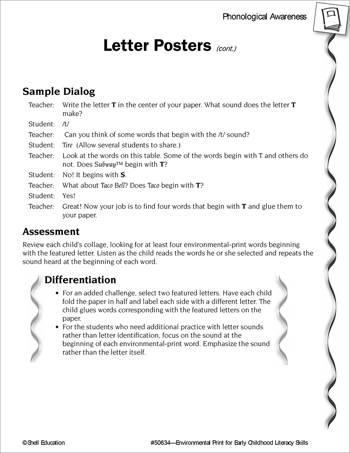 Environmental Print: Phonological Awareness-Letter Posters