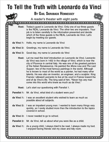 Leonardo da Vinci: Reader's Theater Script and Lesson