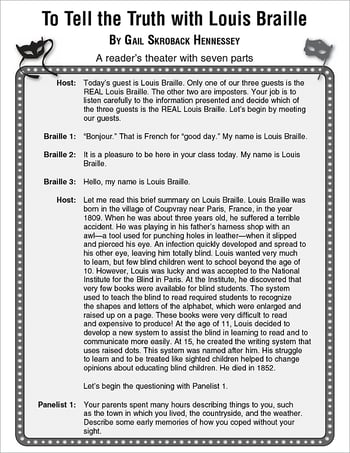 Louis Braille: Reader's Theater Script and Lesson