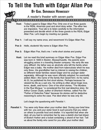 Edgar Allan Poe: Reader's Theater Script and Lesson
