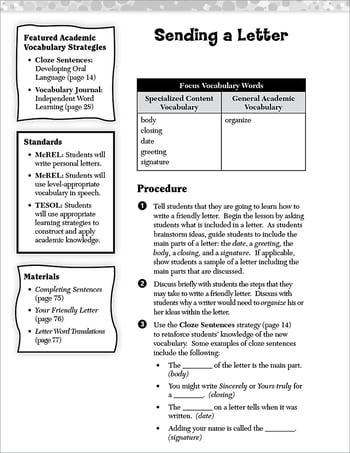 Sending a Letter: Academic Vocabulary Level 3