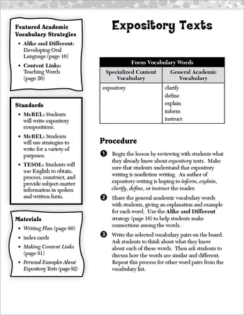 Expository Texts: Academic Vocabulary Level 3
