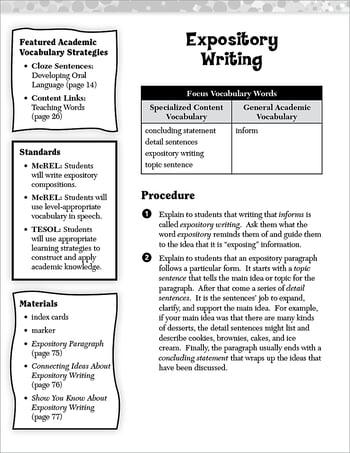 Expository Writing: Academic Vocabulary Level 4