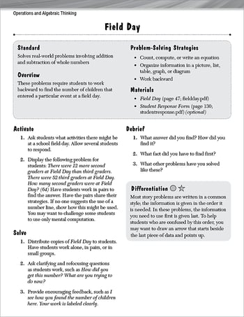 Operations and Algebraic Thinking Leveled Problems: Word Problems