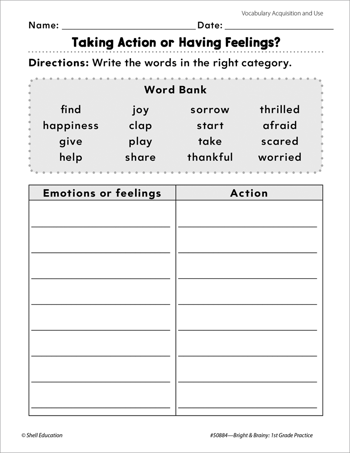 Vocabulary Acquisition and Use: Categorizing Words Practice