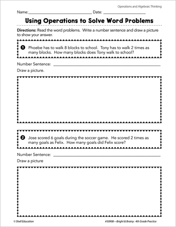 Operations and Algebraic Thinking: Word Problems