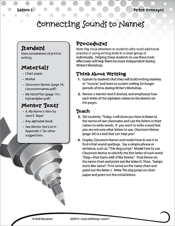 Writing Lesson: Connecting Sounds to Names Level 1