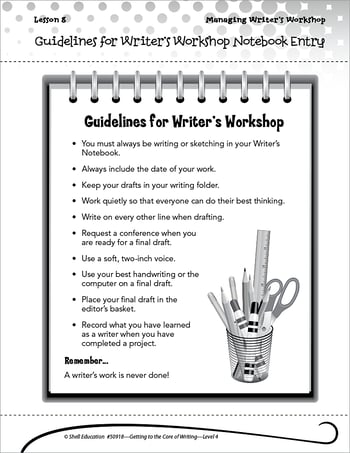 Writing Lesson: Guidelines for Writer's Workshop Level 4