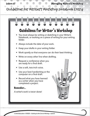 Writing Lesson: Guidelines for Writer's Workshop Level 6
