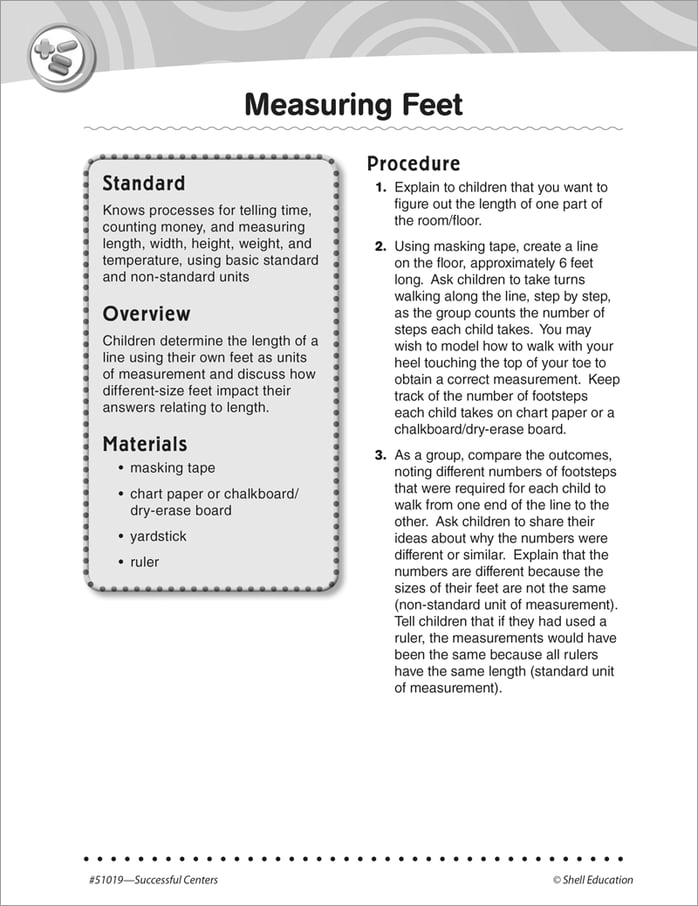Mathematics Center: Measuring Feet | Download | TCM