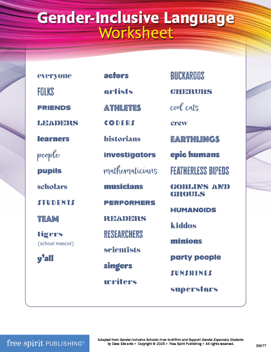 Gender-inclusive Language Worksheet | K–12 | Download | Free Spirit